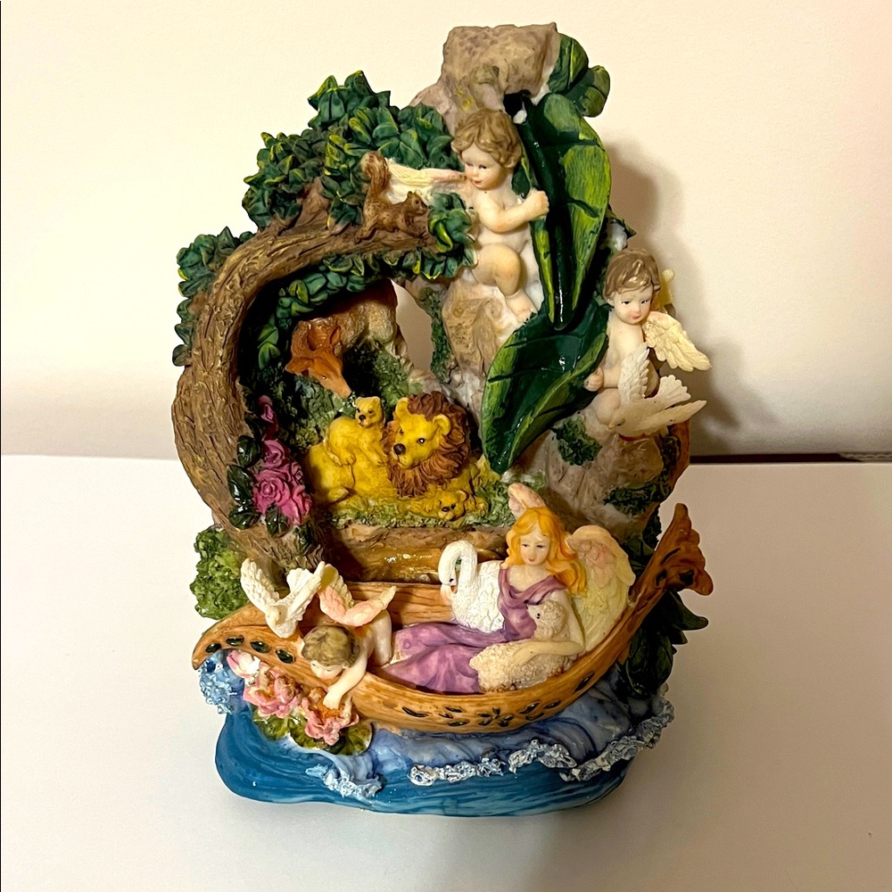 Vintage 1990 Cherubic Garden Figurine with Angels and Animals